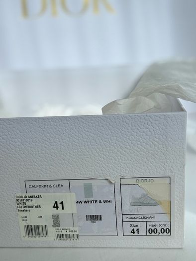 Authentic Dior-ID Low Top Sneakers White Leather with Transparent Rubber Toe Cap