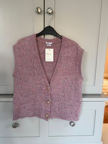 Spanish designer brand Yerse knit collection mixed fabric Italian yarn sleeveless cardigan /vest / waistcoat BRAND NEW