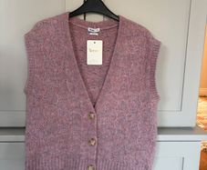 Spanish designer brand Yerse knit collection mixed fabric Italian yarn sleeveless cardigan /vest / waistcoat BRAND NEW