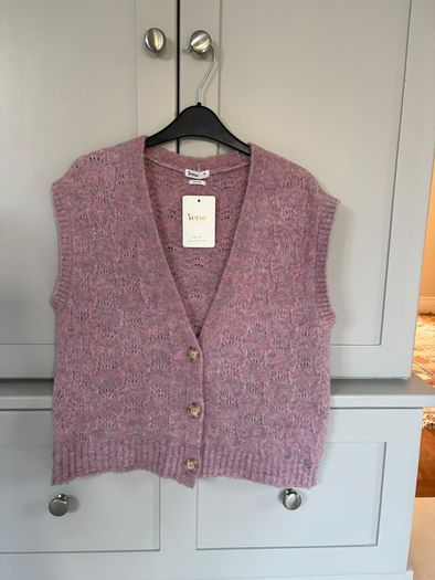 Spanish designer brand Yerse knit collection mixed fabric Italian yarn sleeveless cardigan /vest / waistcoat BRAND NEW