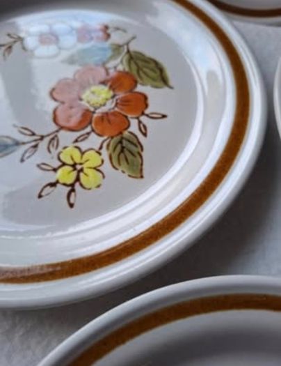 Vintage Mountain Wood Collection Stoneware Plates Set of 4 Japan