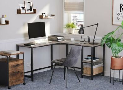 New L Shaped Home Office Computer Study Desk - FREE P&P