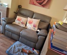 2 x matching leather 2 seater sofas