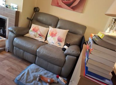 2 x matching leather 2 seater sofas