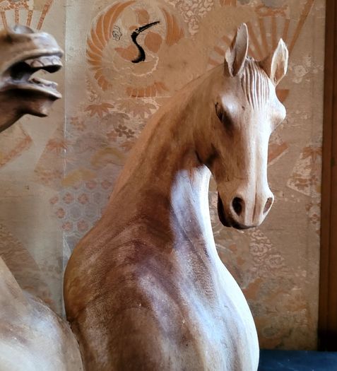 Vintage handcarved pair of horses