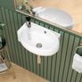 Wall Hung Ceramic Bathroom Sink, White Wash Basin 42x28x12.5cm  Modern Ceramic Basin, Wall-Mounted Cloakroom Basin with Overflow, Left Tap Hole, Space-Saving Corner Sink Basins for Bathroom Image 2