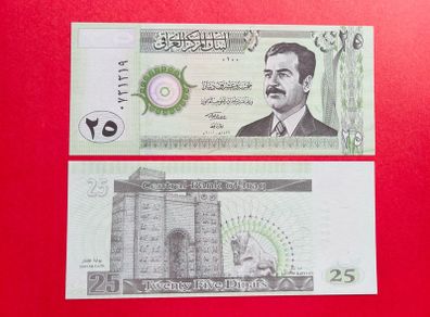 Iraq   25    Dinars  2001. Pick  86 ( Uncirculated )