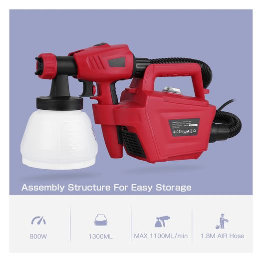 BRAND NEW 800W Electric Spray Gun 1300ML Large Capacity High Power Paint Sprayer 3 Nozzle Sizes Adjustable Power Tools