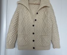 Hanknitted Pure Aran Wool Cardigan size M
