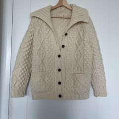 Hanknitted Pure Aran Wool Cardigan size M