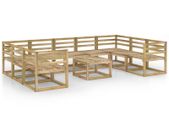 10 Piece Garden Lounge Set Green Impregnated Pinewood
