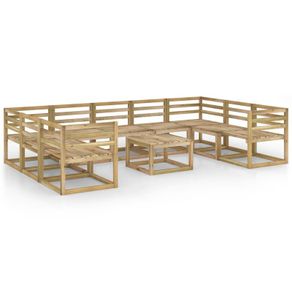 10 Piece Garden Lounge Set Green Impregnated Pinewood