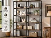 Bookcase XL 6 Tier Rustic Brown Industrial Shelf