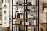 Bookcase XL 6 Tier Rustic Brown Industrial Shelf