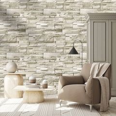 NEW SALE | Stone Brick Wallpaper Peel and Stick 3D Effect Blocks Vintage Brick Faux Textured Self-Adhesive Wallpaper Kitchen Cabinets Backsplash Fireplace Laundry