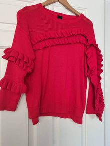 Red jumper Frill detail