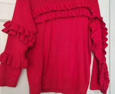 Red jumper Frill detail