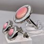 Queen Conch Shell Ring and  Stud Push Post Earring in Rhodium Overlay Sterling Silver Image 3
