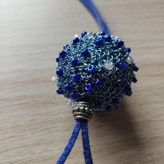 Blue Long Crochet Beaded handmade necklace