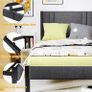 Single Bed Frame Upholstered Platform with Headboard, 90x190cm Image 6