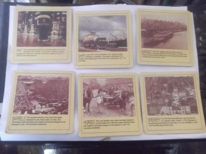 6 vintage guinness beer mats