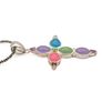 Vintage 925 Sterling Silver Multi Gemstone Cross Necklace Image 6