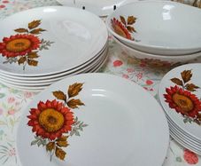 Vintage Tableware with Sunflowers