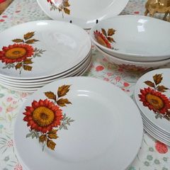 Vintage Tableware with Sunflowers