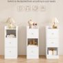 Slim Bedside Tables Set of 2, Narrow Image 3
