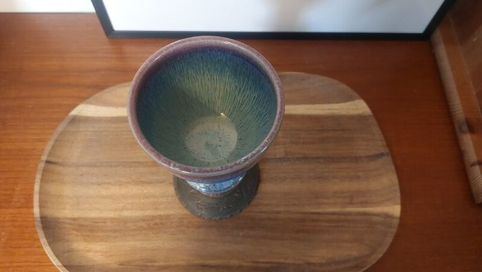Wonderful Single Studio Art Pottery Goblet by Martin Branch Lyre Pottery, Cloncorban, Rossmore, Clonakilty, West Cork in a Fabulous Colourful Variegated Glaze. # One