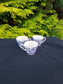 3 ceramic willow style cups postage possible