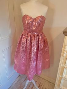 Strapless sweetheart Goddiva sequin dress