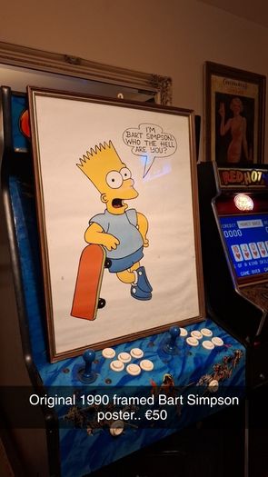 Vintage 1990 framed Bart Simpson original poster