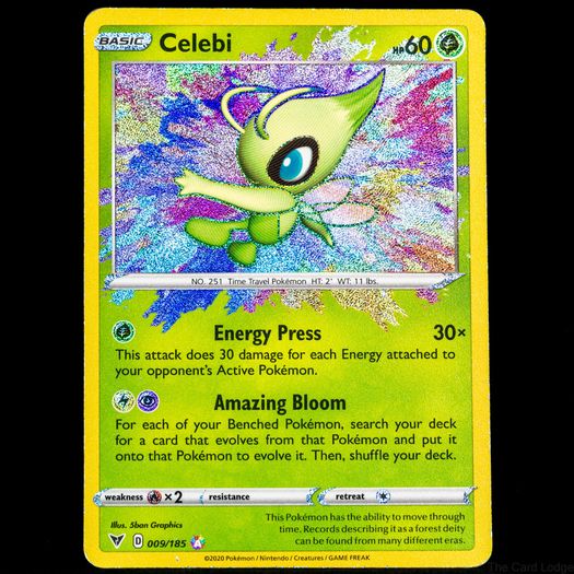 Celebi 009/185 Amazing Ultra Holo Rare Sword and Shield Vivid Voltage SWSH Pokemon Card