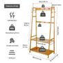 Bamboo Garment Coat Clothes Hanging Heavy Duty Rack with top shelf and 2-tier Shoe Clothing Storage Organizer Shelves Image 3