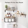 FREE SHIPPING Floating Shelves with Wire Strorage Basket, Paulownia Wood Bathroom Shelves for Home Organization & Wall Decor, Bathroom/Kitchen/Living Room/Office Shelves, Set of 3+1, Natural Image 6