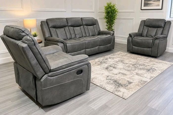 Westwood Grey & Biscuit Fabric Recliner Sofa Set