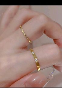 18k Gold Plated Stainless Steel & Cubic Zirconia Stackable Ring