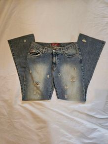 Miss Sixty Blue Vintage Bootcut Ripped Jeans