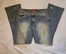 Miss Sixty Blue Vintage Bootcut Ripped Jeans