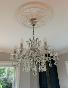 Large 6-Arm Crystal Chandelier
