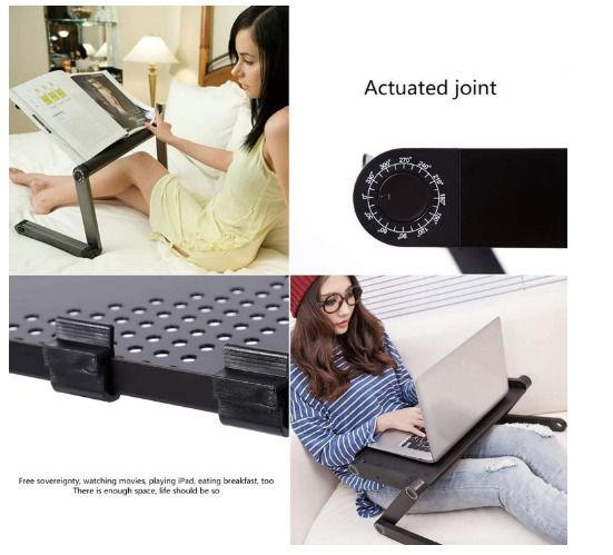 Adjustable Versatile Laptop Desk Table, Sofa Desk for Laptop with Heat-Vent and Removable Mouse Boar