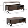 Side table with lift function, hidden storage compartment, walnut wood-effect, steel frame, 102 x 58 x 35.5 cm Image 2