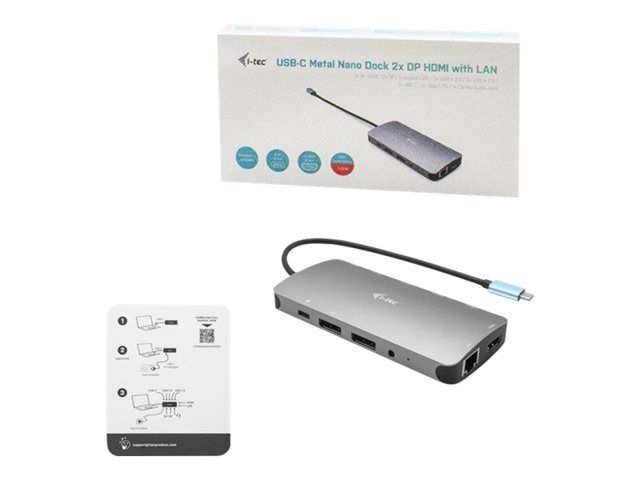 i-Tec USB-C Metal Nano 3x Display Docking Station - docking station - USB-C / Thunderbolt 3 - HDMI, 2 x DP - 1GbE