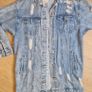 Distressed Long Denim Jacket - 10 Image 2