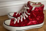 Red Sparkly Converse Boots