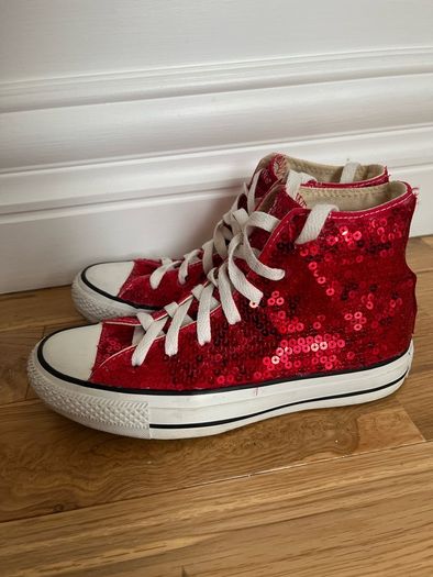 Red Sparkly Converse Boots