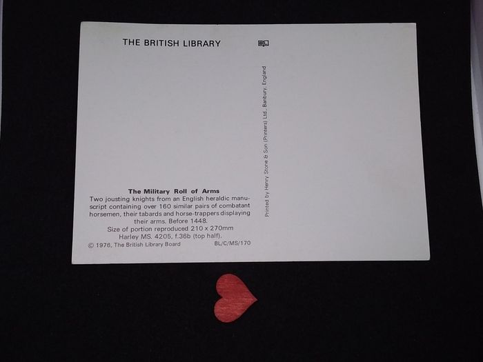 The British Library Series - The Military Roll of Arms - Postcard  , 1976