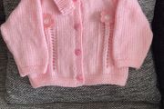 Handknit cardigan and headbsnd  3 to 6 mths