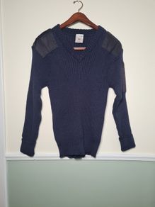 Mens The Wooley Pully miltary spec Jumper 100% wool commando 007 moonraker Size Large navy vintage